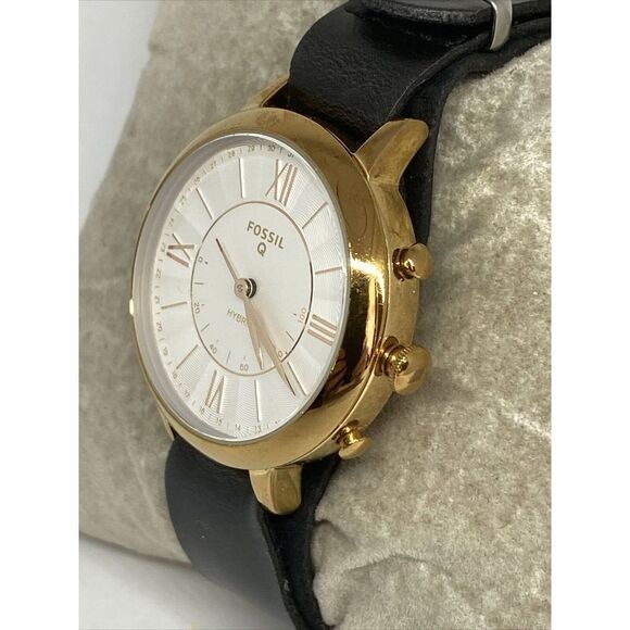 Fossil FTW5018 Women's Black Leather Analog White Dial Hybrid Smartwatch XX691 - Picture 4 of 12